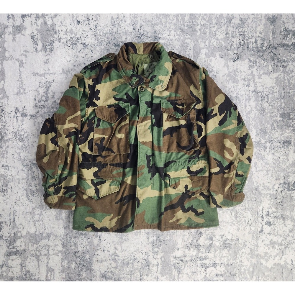 Vintage Military Jacket Mens Medium Short Coat Cold Weather Field‎ Camo Centre
